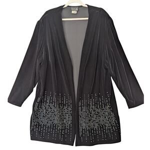 Vintage Onyx Nite Black Velvet Rhinestone Bling Jacket 90s Wimsygoth Y2K Size 24